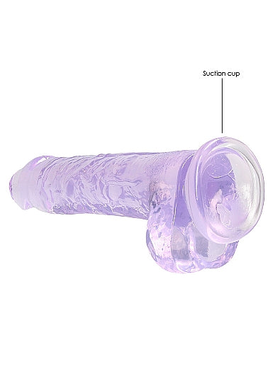 Realrock Crystal Clear - 8&quot; Realistic Dildo With Balls - Purple