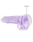 Realrock Crystal Clear - 8" Realistic Dildo With Balls - Purple