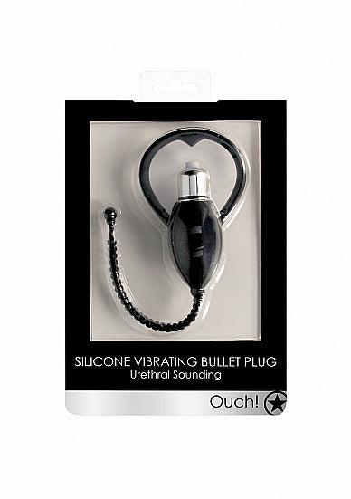 Ouch! - Urethral Sounding Vibrating Bullet Plug - Black
