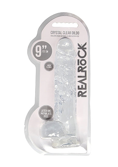 Realrock Crystal Clear - 9&quot; Realistic Dildo With Balls - Transparent