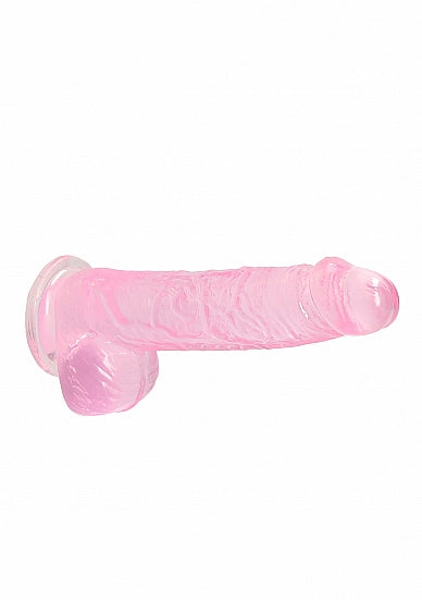 Realrock Crystal Clear - 6" Realistic Dildo With Balls - Pink - K. P.