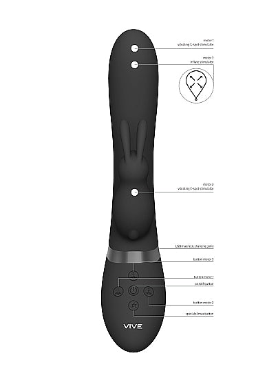 VIVE Inflatable &amp; Vibrating Rabbit - Taka - Black