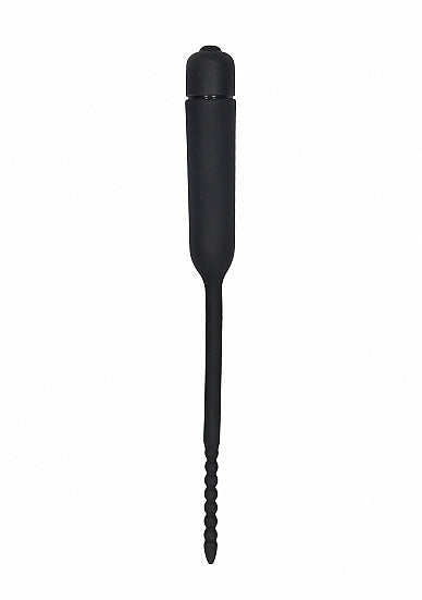 Ouch! - Silicone Vibrating Bullet Plug With Beaded Tip - Urethral Sounding - Black - K. P.