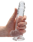 Realrock Crystal Clear - 7" Realistic Dildo With Balls - Transparent