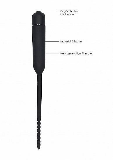 Ouch! - Silicone Vibrating Bullet Plug With Beaded Tip - Urethral Sounding - Black - K. P.