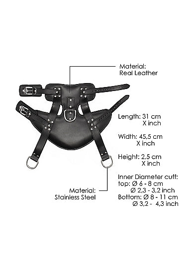 Ouch! Pain - Suspension Cuffs Saddle Leather Heavy Duty - Black